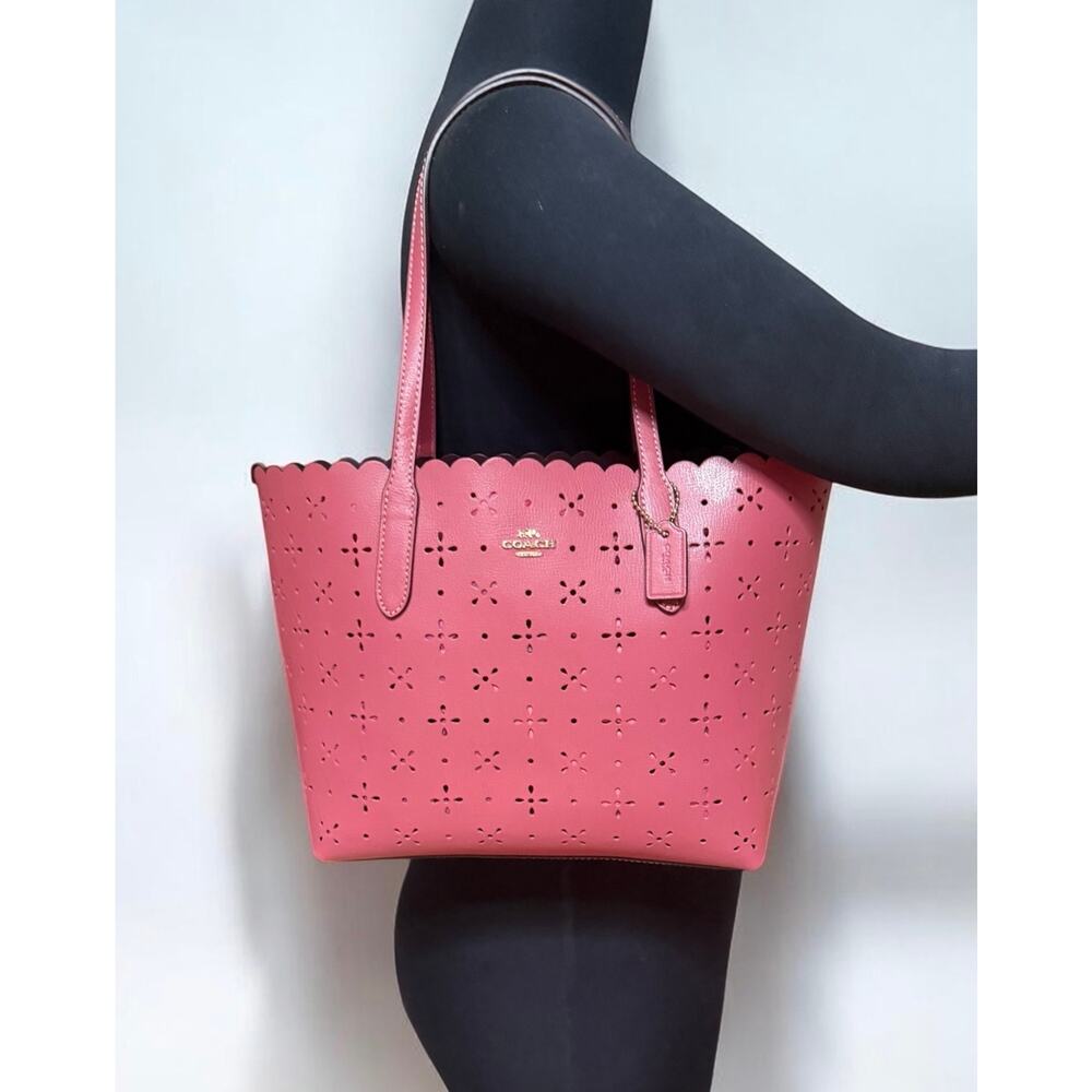 Coach CA199 Laser Cut Mini City Tote Bag - Picture 6 of 10